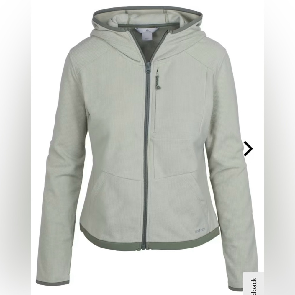 Ascend Light Green Hooded Zip-Up fleece jacket  Womens Sz Medium - Cabincore